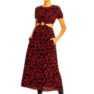Staud Calypso cutout floral print crepe midi dress